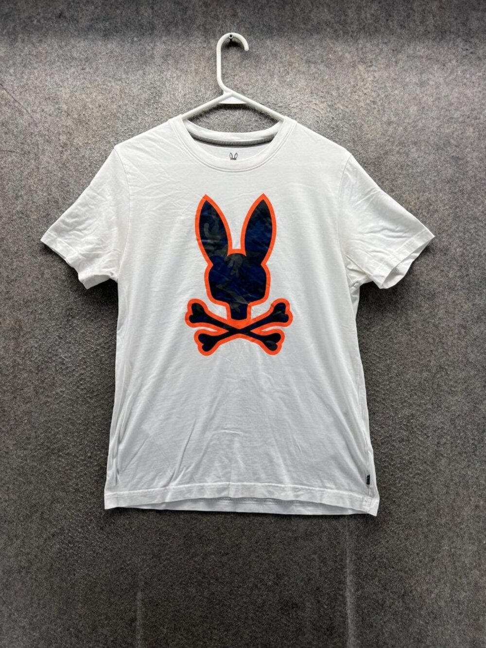 Psycho Bunny Shirt Mens 4 White Skull Bunny Graphic Tee Pima Cotton Tagless